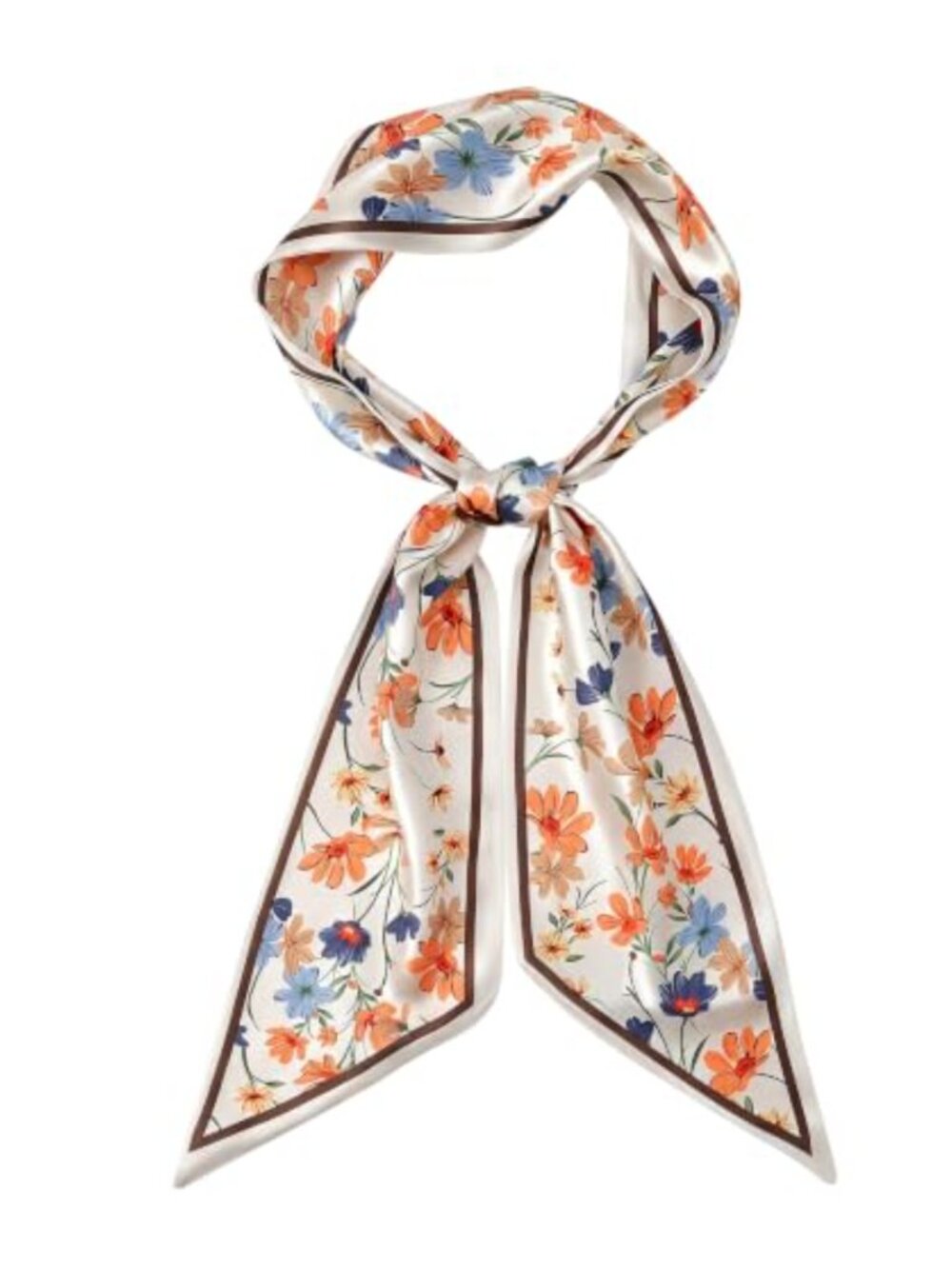Satin Floral Neck Scarf Bag Purse Hair Scarf Lightweight